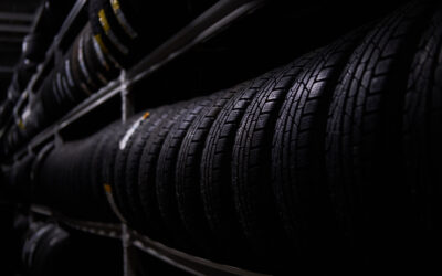 Variety of tyres at busy warehouse