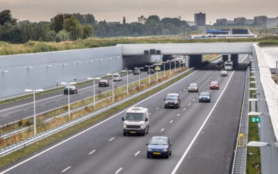 Afternoon traffic on motorway in Randstad